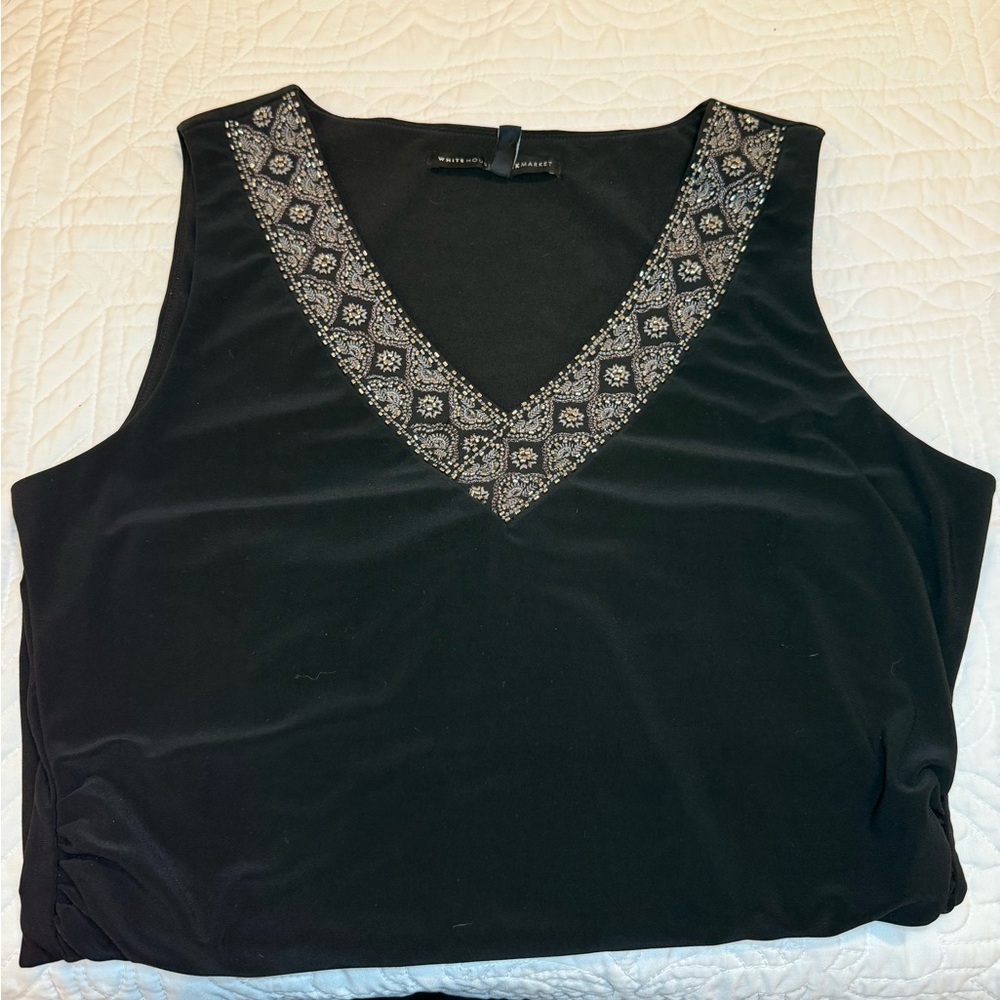 White House Black Market Black Embellished Tank Top